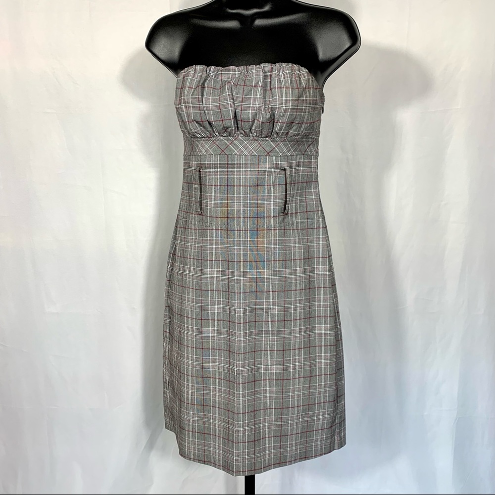 Candie’s Plaid Strapless Secretary Dress